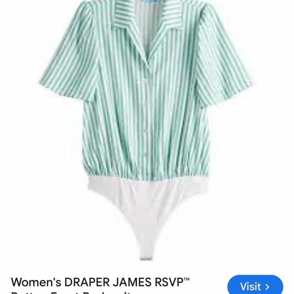 Draper James Green and White Striped Bodysuit